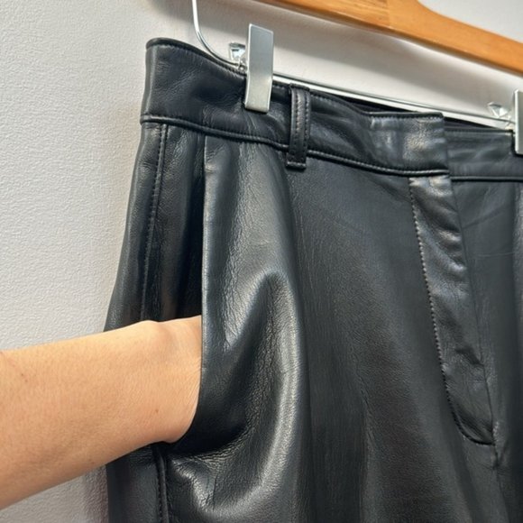 Aritzia Babaton Black Faux Leather Command Pants Size 12 - Picture 6 of 10